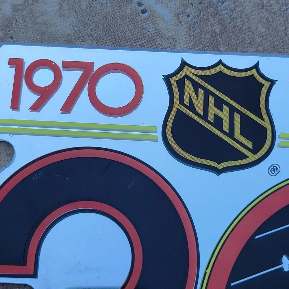 Vintage Vancouver Canucks 20th Anniversary NHL Mirror Sign 1970-1990 Skate Logo